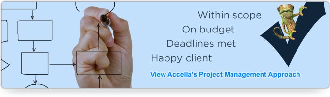 Accella's Project Management Approach results in on time and in budget projects.