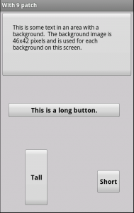 An Android screen using a 9 patch png for background images.