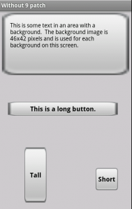 An android screen using a plain png background image.